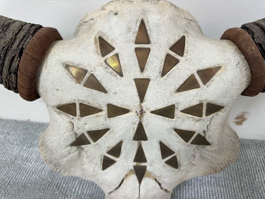 Last Minute Add - Artist Embelished Buffalo Bison Skull With Horns 25W X 24H [Photo 3]