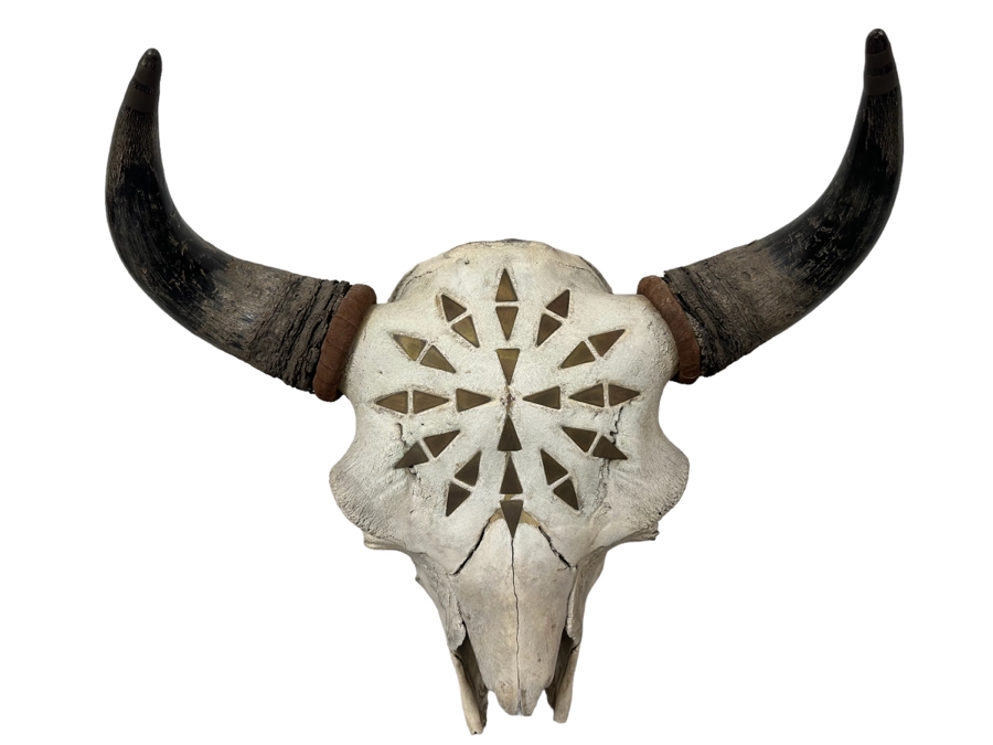 Last Minute Add - Artist Embelished Buffalo Bison Skull With Horns 25W X 24H [Photo 1]