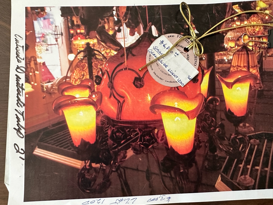 Last Minute Add - Handblown Tulip Glass Chandelier Light Fixture Purchased In New Orleans By Client For $6,800 - No Reserve [Photo 1]
