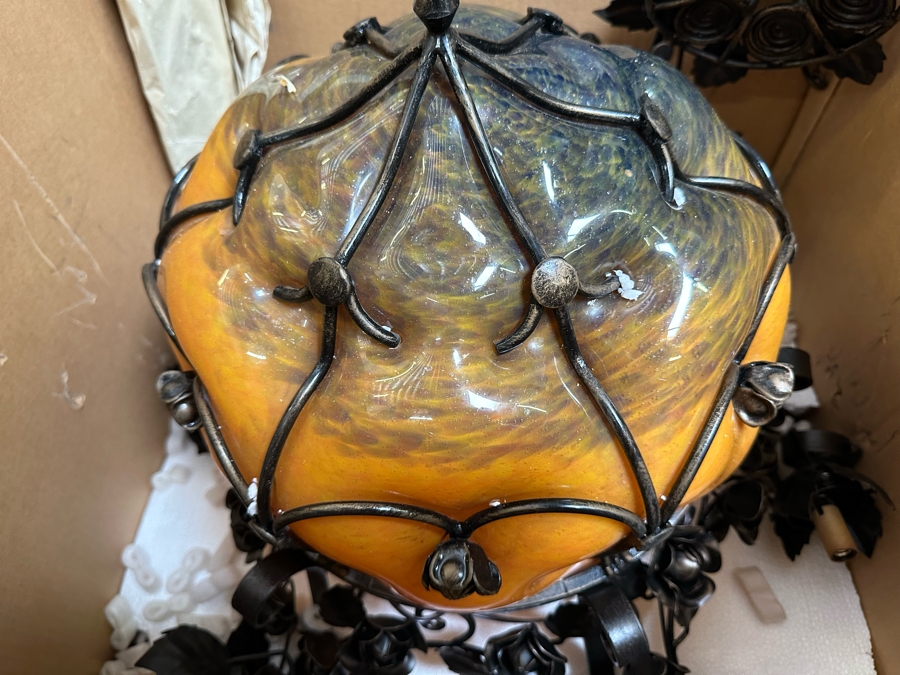 Last Minute Add - Handblown Tulip Glass Chandelier Light Fixture Purchased In New Orleans By Client For $6,800 - No Reserve [Photo 2]
