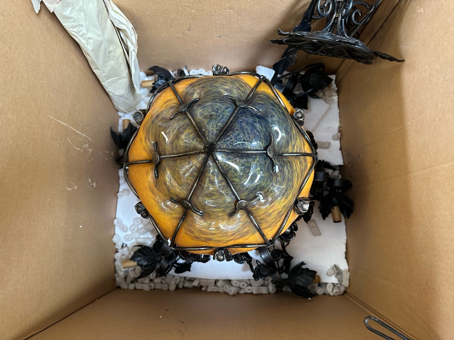 Last Minute Add - Handblown Tulip Glass Chandelier Light Fixture Purchased In New Orleans By Client For $6,800 - No Reserve [Photo 3]