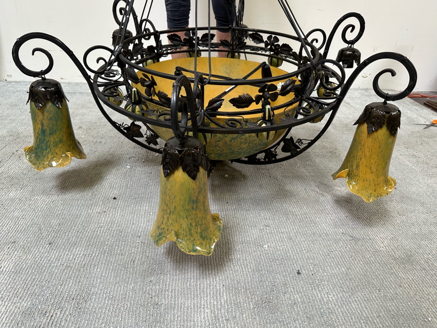 Last Minute Add - Large Handblown Tulip Glass Chandelier Light Fixture 48W X 48H Purchased In New Orleans By Client For $6,800+ - No Reserve [Photo 3]