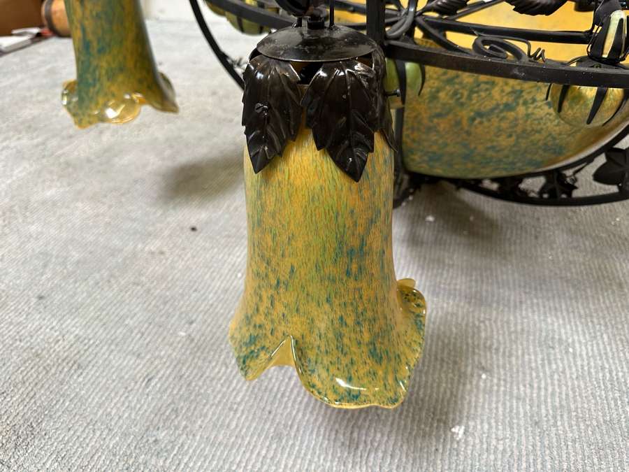 Last Minute Add - Large Handblown Tulip Glass Chandelier Light Fixture 48W X 48H Purchased In New Orleans By Client For $6,800+ - No Reserve [Photo 8]