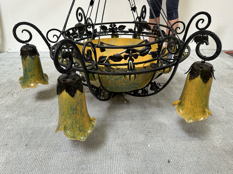 Last Minute Add - Large Handblown Tulip Glass Chandelier Light Fixture 48W X 48H Purchased In New Orleans By Client For $6,800+ - No Reserve [Photo 2]