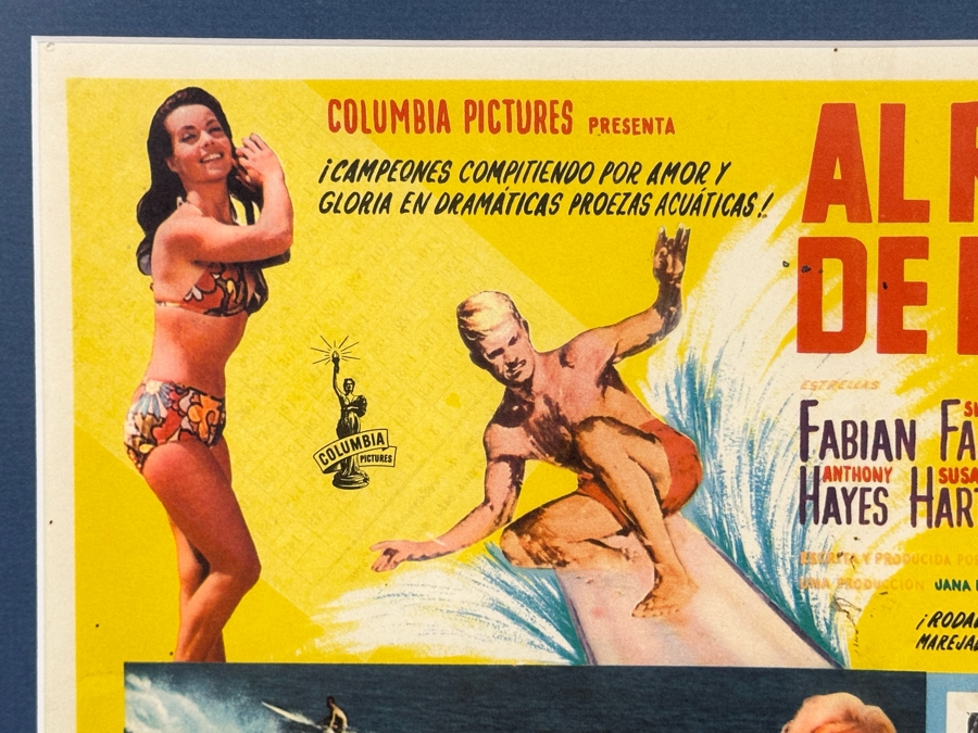 Vintage Ride The Wild Surf Movie Lobby Card Printed In Mexico In Spanish Framed 20.5 X 17 [Photo 3]