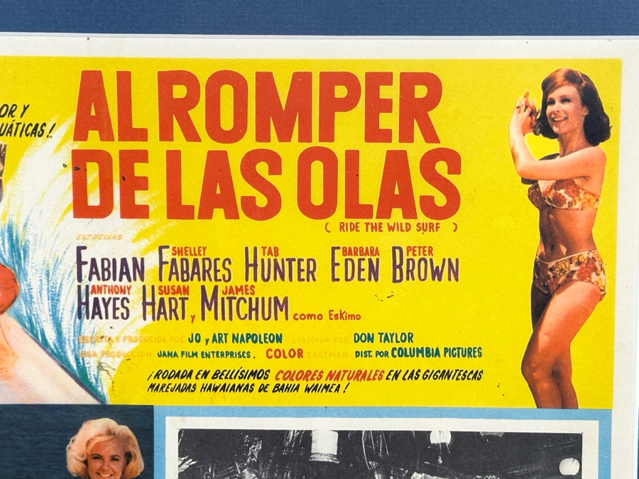 Vintage Ride The Wild Surf Movie Lobby Card Printed In Mexico In Spanish Framed 20.5 X 17 [Photo 4]