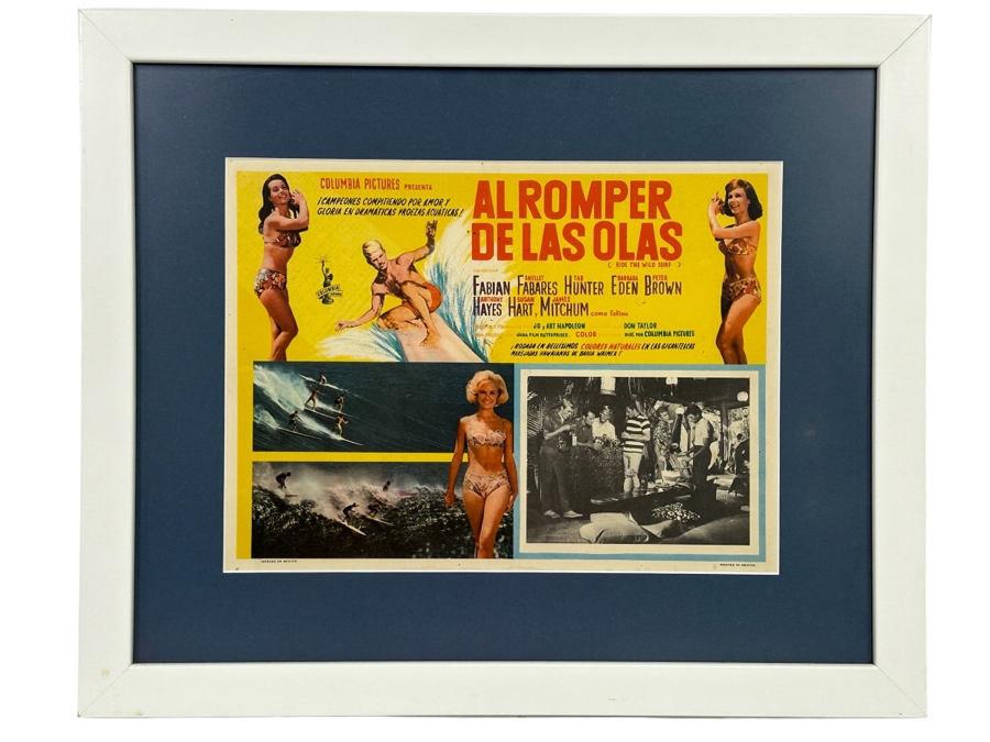 Vintage Ride The Wild Surf Movie Lobby Card Printed In Mexico In Spanish Framed 20.5 X 17 [Photo 2]