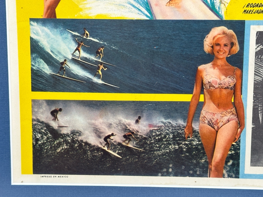 Vintage Ride The Wild Surf Movie Lobby Card Printed In Mexico In Spanish Framed 20.5 X 17 [Photo 6]