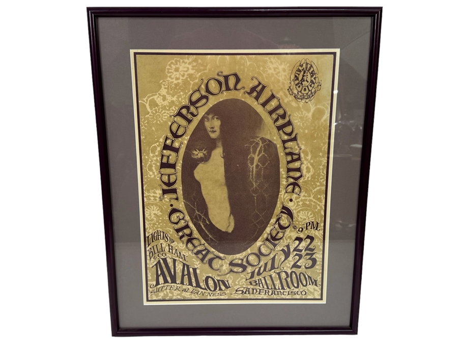 Jefferson Airplane And Great Society (Snake Lady) 1966 Concert Poster Artist Stanley Mouse / Alton Kelley / Franz Stuck Avalon Ballroom Family Dog FD-17 14 X 18.5 Framed 19 X 24 [Photo 1]
