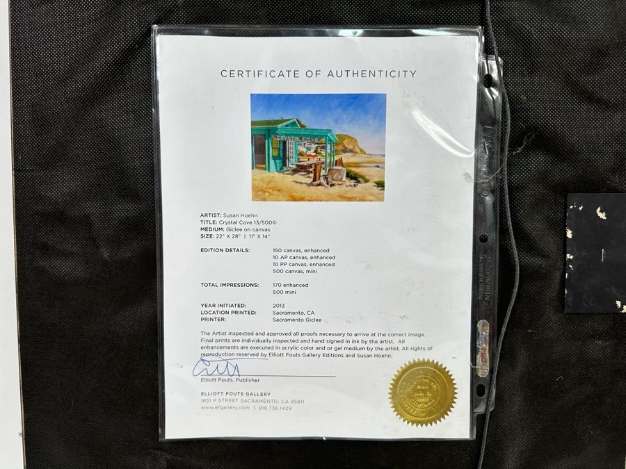 Susan Hoehn Signed Limited Edition Giclee On Canvas Titled Crystal Cove 11 X 14 Framed [Photo 9]