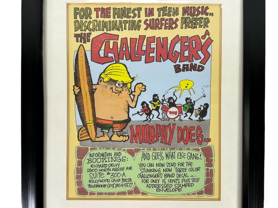The Challenger's Band Murphy Does... Teen Surf Music Handbill Rick Griffin Artwork 8.5 X 10.5 Framed 13 X 15
