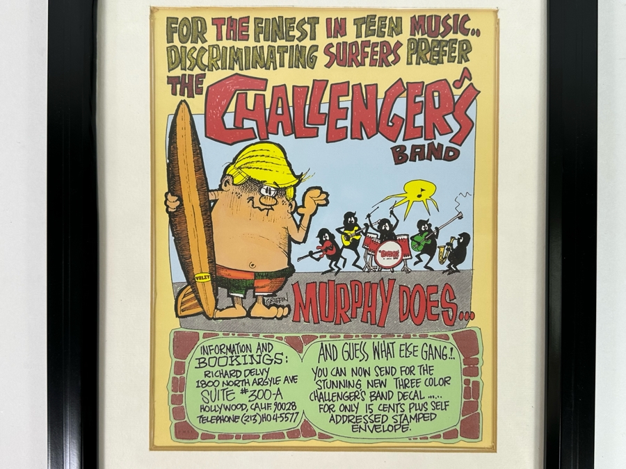 The Challenger's Band Murphy Does... Teen Surf Music Handbill Rick Griffin Artwork 8.5 X 10.5 Framed 13 X 15 [Photo 4]