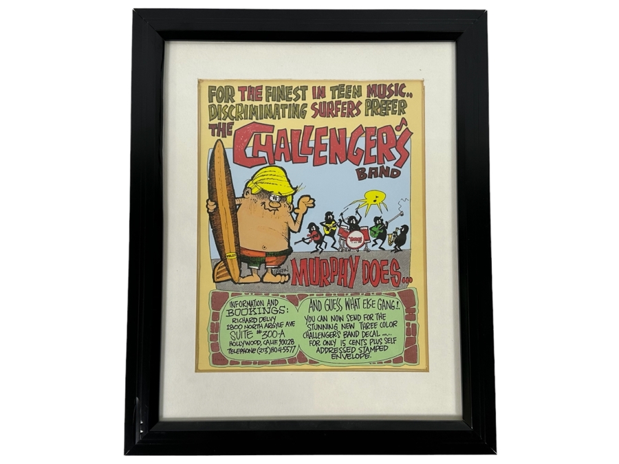 The Challenger's Band Murphy Does... Teen Surf Music Handbill Rick Griffin Artwork 8.5 X 10.5 Framed 13 X 15 [Photo 2]