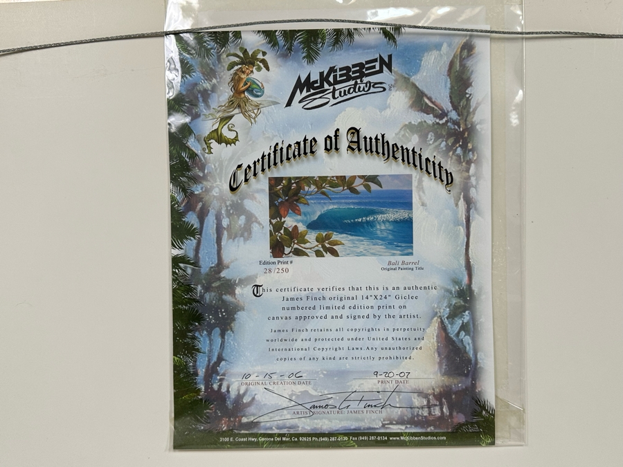 James Finch Signed Limited Edition Giclee Print Titled Bail Barrel Numbered 28 Of 250 24 X 14 Framed [Photo 8]