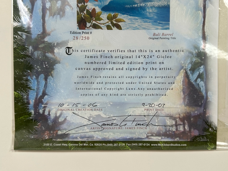 James Finch Signed Limited Edition Giclee Print Titled Bail Barrel Numbered 28 Of 250 24 X 14 Framed [Photo 9]