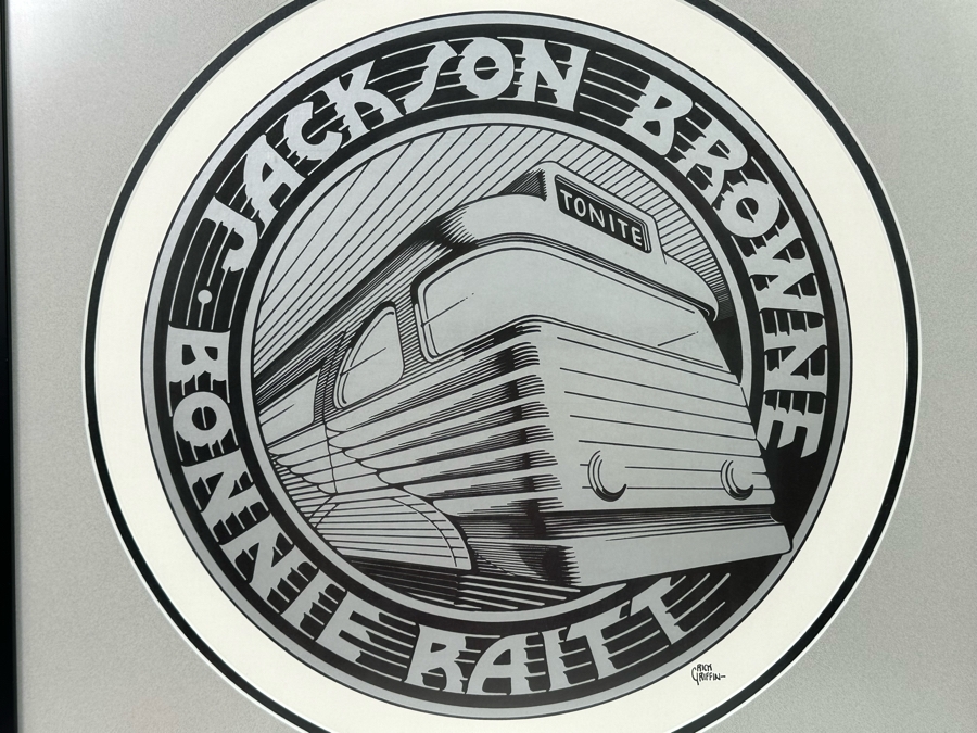 Jackson Browne / Bonnie Raitt Rick Griffin Artwork 1974 Band Tour Concert Poster Art Deco Bus Design 16 X 16 Framed 21 X 21 [Photo 8]