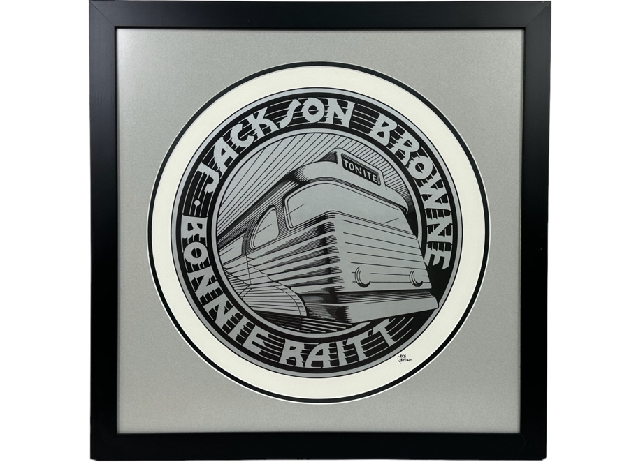 Jackson Browne / Bonnie Raitt Rick Griffin Artwork 1974 Band Tour Concert Poster Art Deco Bus Design 16 X 16 Framed 21 X 21