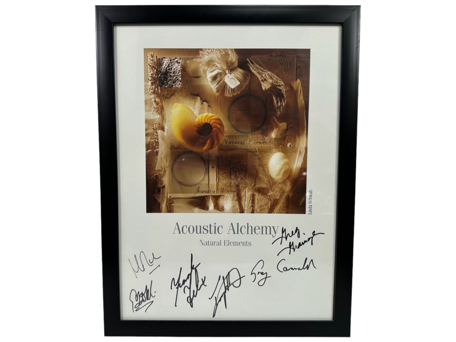 Autographed Acoustic Alchemy Natural Elements Rock Poster Framed 13.5 X 17.5