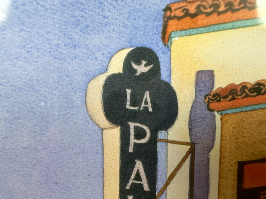 Mary Helmreich Watercolor Painting Of The La Paloma Movie Theater Endless Summer Movie In Encinitas, CA 6.5 X 9 Framed 15.5 X 16.5 [Photo 9]