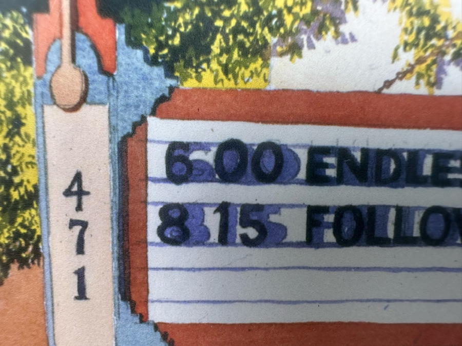 Mary Helmreich Watercolor Painting Of The La Paloma Movie Theater Endless Summer Movie In Encinitas, CA 6.5 X 9 Framed 15.5 X 16.5 [Photo 8]