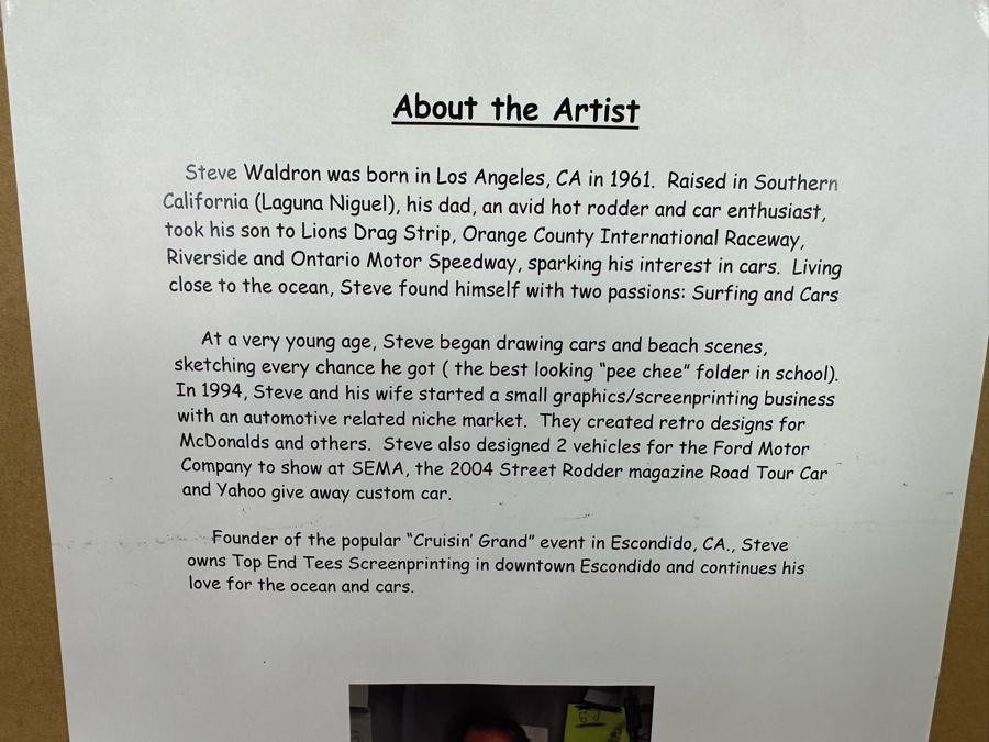 Signed Steve Waldron 'Land Yachts' SS Encinitas & SS Moonlight Wavecrest 28th Annual Woodie Meet Moonlight Beach, Encinitas CA 2007 Framed 21.5 X 27.5 [Photo 13]