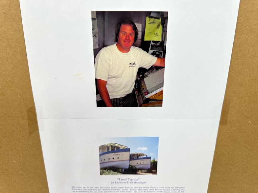 Signed Steve Waldron 'Land Yachts' SS Encinitas & SS Moonlight Wavecrest 28th Annual Woodie Meet Moonlight Beach, Encinitas CA 2007 Framed 21.5 X 27.5 [Photo 14]