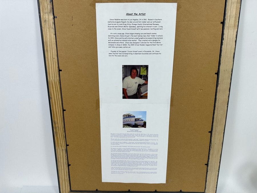 Signed Steve Waldron 'Land Yachts' SS Encinitas & SS Moonlight Wavecrest 28th Annual Woodie Meet Moonlight Beach, Encinitas CA 2007 Framed 21.5 X 27.5 [Photo 12]