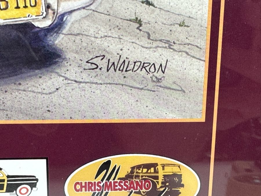 Signed Steve Waldron 'Land Yachts' SS Encinitas & SS Moonlight Wavecrest 28th Annual Woodie Meet Moonlight Beach, Encinitas CA 2007 Framed 21.5 X 27.5 [Photo 7]