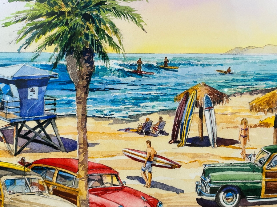 Signed Bill Drysdale Wavecrest 34th Annual Woodie Meet Moonlight Beach, Encinitas CA 2013 Framed 21.5 X 27.5 [Photo 11]