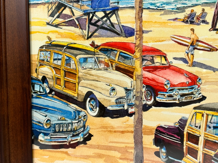 Signed Bill Drysdale Wavecrest 34th Annual Woodie Meet Moonlight Beach, Encinitas CA 2013 Framed 21.5 X 27.5 [Photo 10]