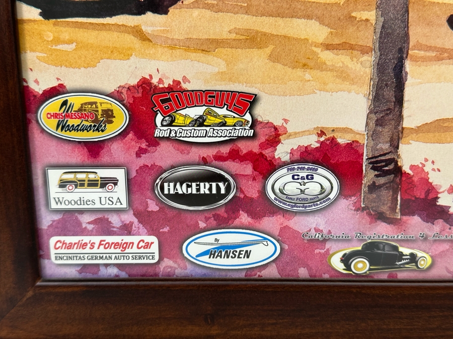 Signed Bill Drysdale Wavecrest 34th Annual Woodie Meet Moonlight Beach, Encinitas CA 2013 Framed 21.5 X 27.5 [Photo 9]