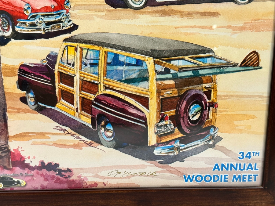 Signed Bill Drysdale Wavecrest 34th Annual Woodie Meet Moonlight Beach, Encinitas CA 2013 Framed 21.5 X 27.5 [Photo 6]