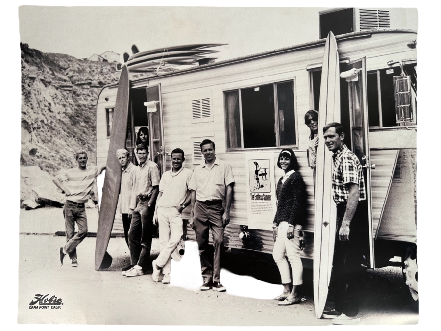 East Coast Tour Poster For The Surf Movie The Endless Summer Arranged By Hobie: Mike Hynson, Bruce Brown, Joey Cabell, Pat Brown, Corky Carroll, Hobie Alter, Susan Alter, Heidi Edwards And Phill Edwards 24 X 16 