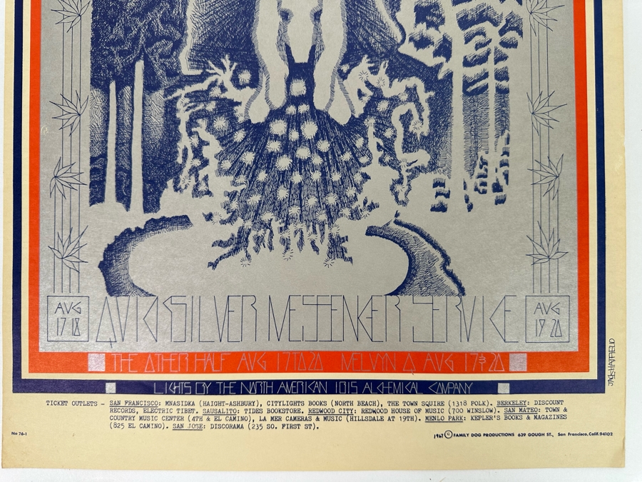 Quicksilver Messenger Service 1967 Concert Poster Artist Jack Hatfield Avalon Ballroom Family Dog FD-76-1 14 X 20 [Photo 7]
