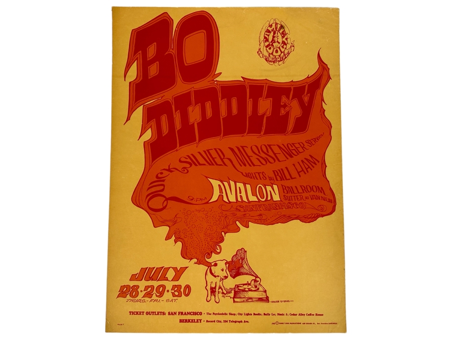 Bo Diddley, Quicksilver Messenger Service 1966 Concert Poster Artist Stanley Mouse (Mouse Studios) Avalon Ballroom Family Dog FD-18-2 14 X 20 [Photo 1]