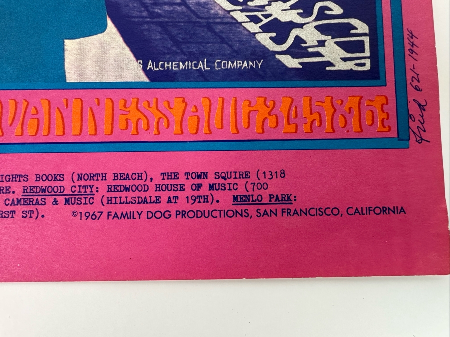 Charles Lloyd Quartet, West Coast Natural Gas Co. 1967 Concert Poster Artist Robert Fried Avalon Ballroom Family Dog FD-74-1 14 X 20 [Photo 17]