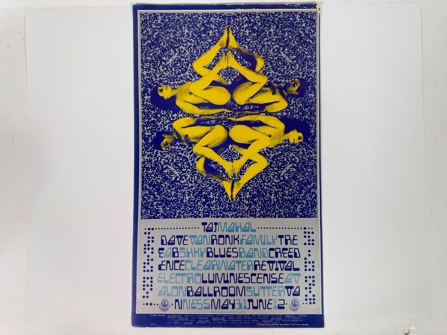 Taj Mahal, Dave Van Ronk, Family Tree, AB Shky Blues Band, Creedence Clearwater Revival 1968 Concert Poster Type 2 Blue Artist Paul Kagan & David Smith Avalon Ballroom Family Dog FD-121-1 13 X 22 [Photo 2]
