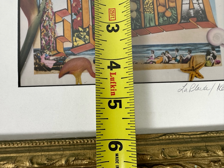 Jan Kaulins Hand Signed Greetings From Florida Color Photograph Of A Hand-Painted Black And White Photo 6.5 X 4.5 Framed 13 X 11 [Photo 12]