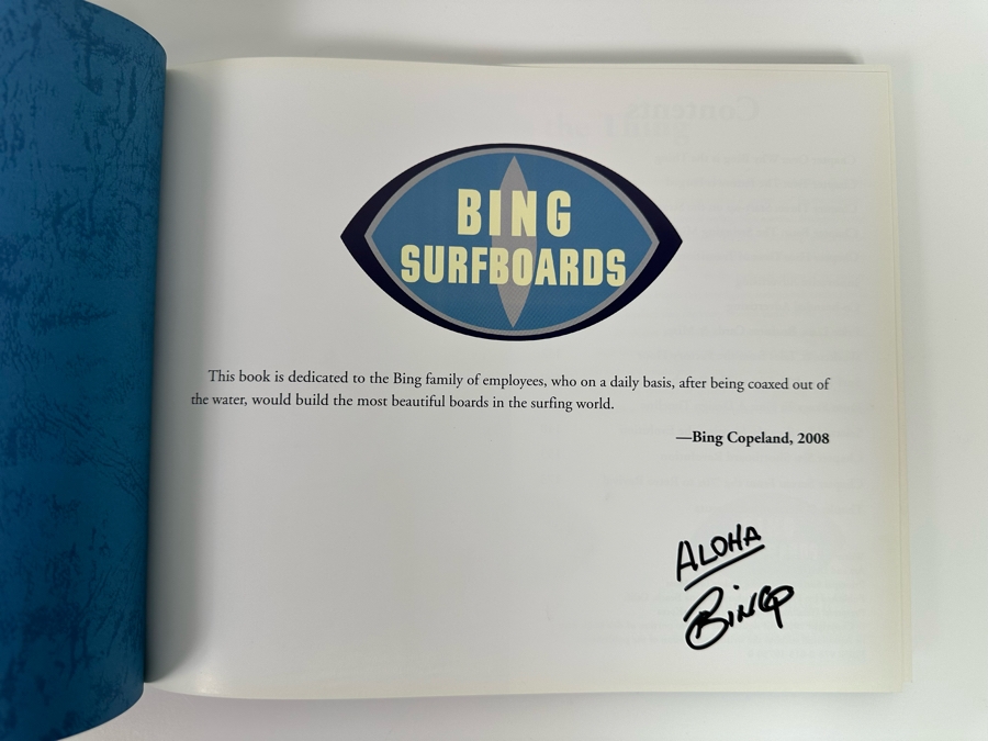 Autographed Bing Surfboards Fifty Years Of Craftmanship And Innovation Hardcover Book Signed By Bing Copeland [Photo 2]