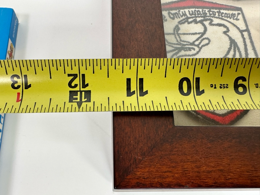 Collection Of Vintage Surf Patches: Greg Noll Surf Boards, Gordie Surf Boards, Surf Boards By Jacobs, Wardy Surfboards, Surfboards By Graham, Nectar In Pottery Barn Shadowbox Frame Plus Graphic Surf Book [Photo 18]