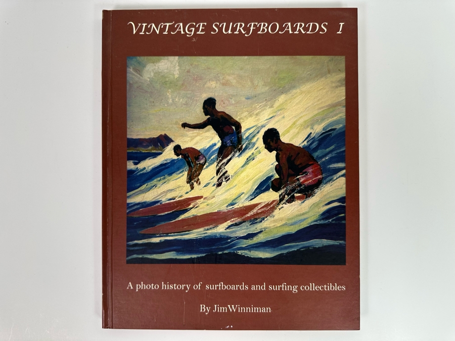 Autographed Limited Edition Hardcover Book Vintage Surfboards I Signed By Jim Winniman And Caprice Nicole First Printing Some Water Damage On Bottom Of Pages [Photo 2]