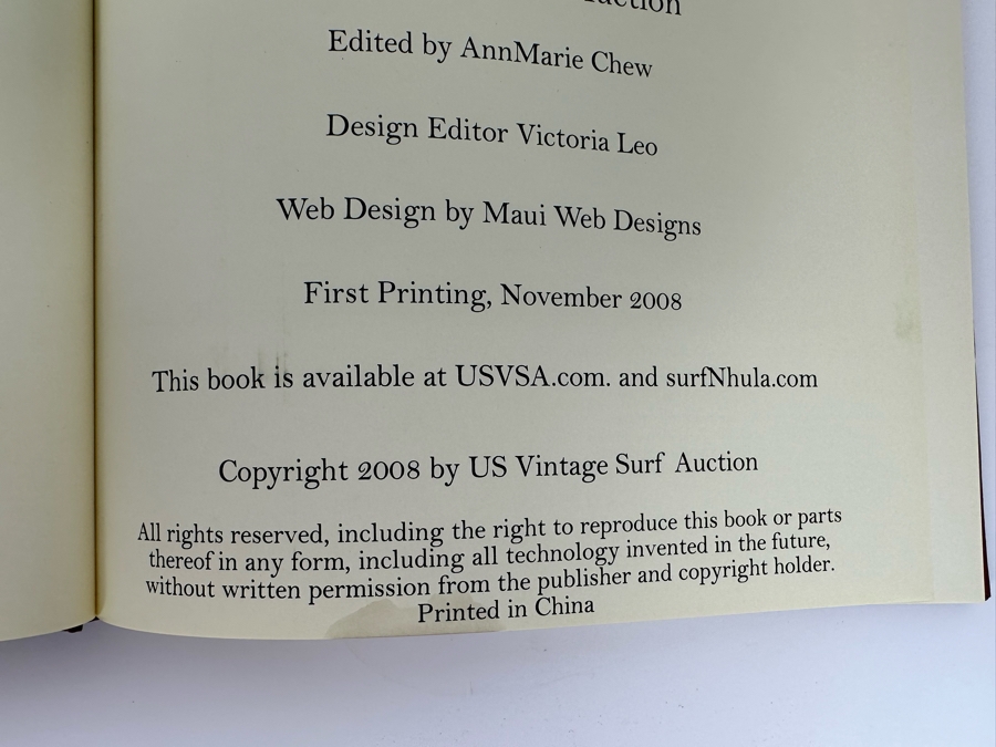 Autographed Limited Edition Hardcover Book Vintage Surfboards I Signed By Jim Winniman And Caprice Nicole First Printing Some Water Damage On Bottom Of Pages [Photo 6]