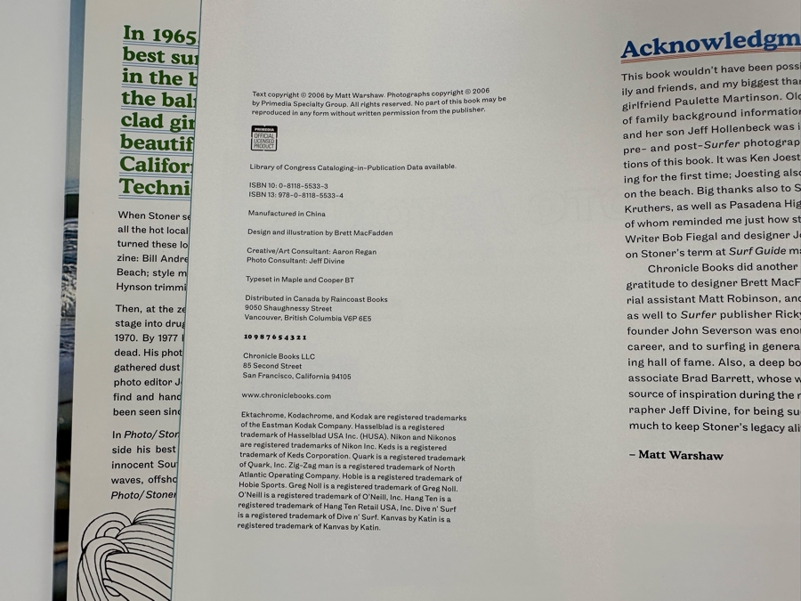 Pair Of Surfing Hardcover Books: Photo / Stoner And The Encyclopedia Of Surfing By Matt Warshaw [Photo 9]