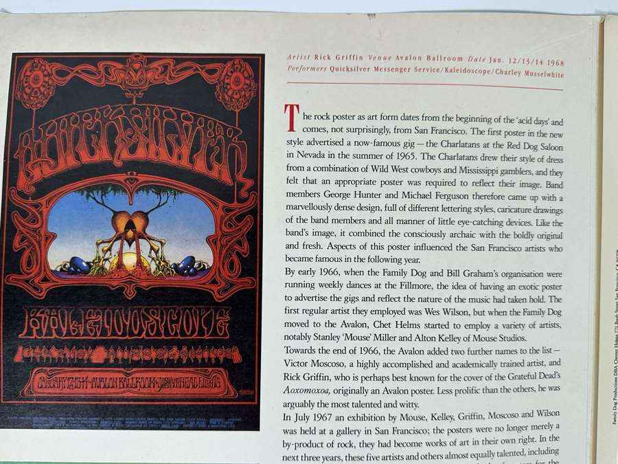 Psychedelia The Classic Poster Book Featuring Vintage Grateful Dead Posters Avalon Ballroom By Rick Griffin 1990 12 X 16.5 [Photo 4]