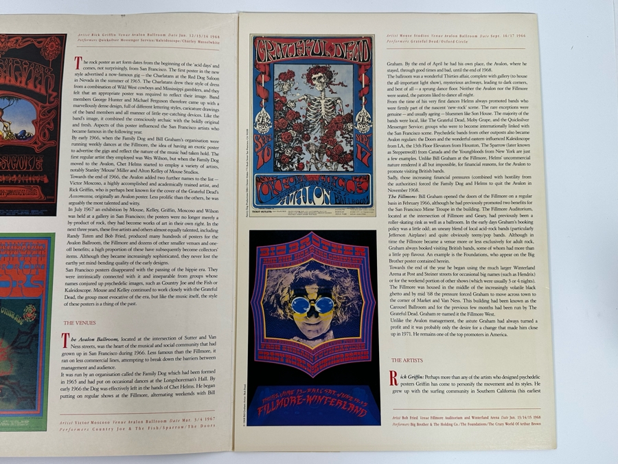 Psychedelia The Classic Poster Book Featuring Vintage Grateful Dead Posters Avalon Ballroom By Rick Griffin 1990 12 X 16.5 [Photo 5]