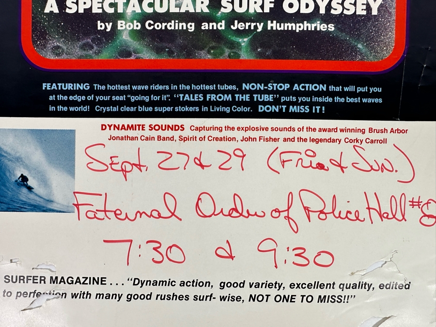 Vintage Surf Movie Poster Tales From The Tube 11 X 21 [Photo 9]