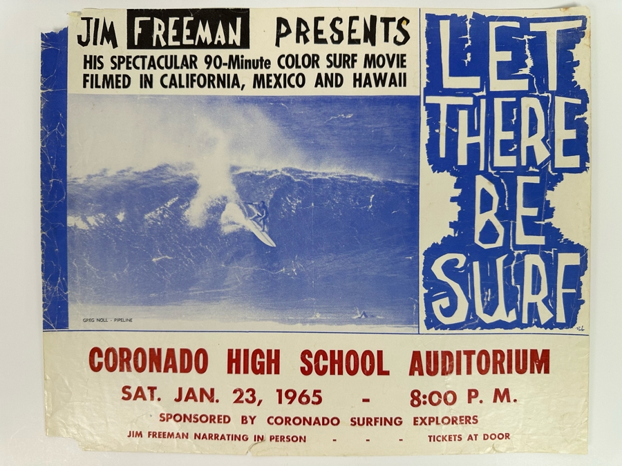Vintage Surf Movie Poster Let There Be Surf By Jim Freeman At The Coronado High School Auditorium 1965 14 X 11.5 [Photo 2]