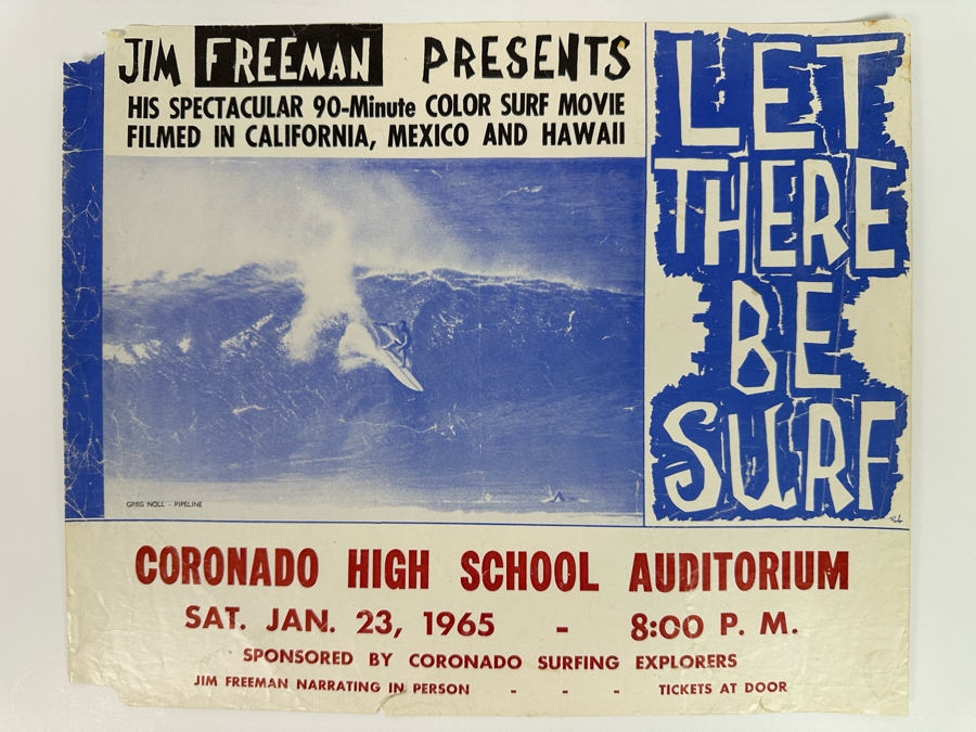 Vintage Surf Movie Poster Let There Be Surf By Jim Freeman At The Coronado High School Auditorium 1965 14 X 11.5 [Photo 3]