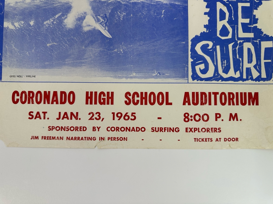 Vintage Surf Movie Poster Let There Be Surf By Jim Freeman At The Coronado High School Auditorium 1965 14 X 11.5 [Photo 8]