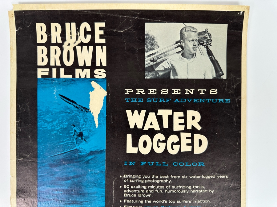Vintage Surf Movie Poster Water Logged By Bruce Brown Films At The Coronado High School Auditorium 11 X 14 [Photo 4]